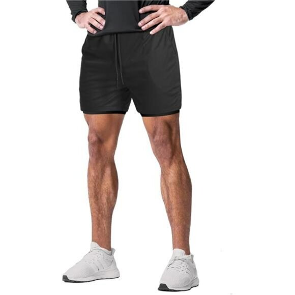 Mens 2 in 1 Gym Shorts 5 Inch Liner Running Workout Athletic Mesh Shorts - Picture 6 of 7